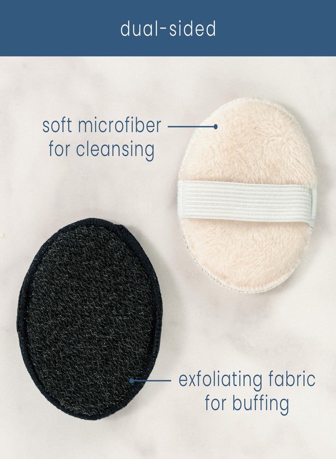 S&T INC. Face Scrubber, Dual-Sided Face Exfoliator with Elastic Strap, Facial Cleansing Pads and Makeup Remover, 3.3 Inch Diameter, 6 Pack, Black and Taupe - Image 2